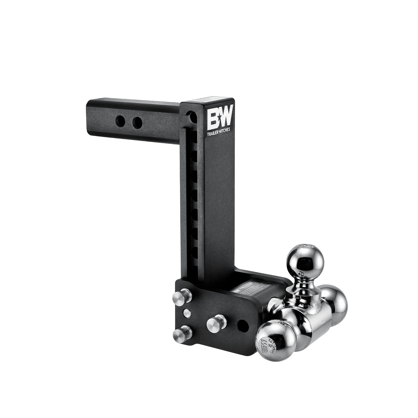 Tow & Stow B&W Trailer Hitches Adjustable Trailer Hitch Ball Mount - Fits 2" Receiver, Tri-Ball (1-7/8" x 2" x 2-5/16"), 9" Drop, 10,000 GTW - TS10050B