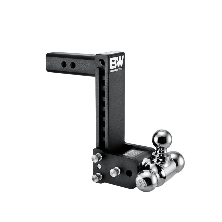 Tow & Stow B&W Trailer Hitches Adjustable Trailer Hitch Ball Mount - Fits 2" Receiver, Tri-Ball (1-7/8" x 2" x 2-5/16"), 9" Drop, 10,000 GTW - TS10050B