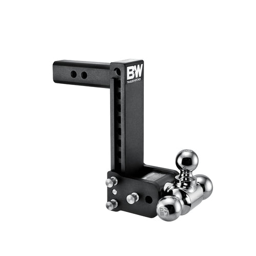 Tow & Stow B&W Trailer Hitches Adjustable Trailer Hitch Ball Mount - Fits 2" Receiver, Tri-Ball (1-7/8" x 2" x 2-5/16"), 9" Drop, 10,000 GTW - TS10050B