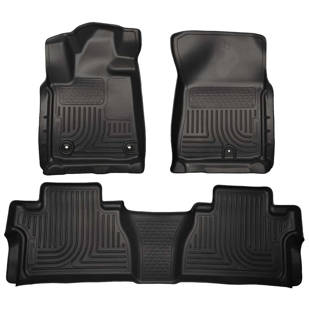 Weatherbeater Husky Liners Floor Mats | Fits 2014-2021 Toyota Tundra, Double CAB ONLY (Footwell Coverage) | Front & 2nd Row, 3-pc Black - 99561