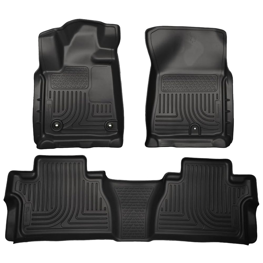 Weatherbeater Husky Liners Floor Mats | Fits 2014-2021 Toyota Tundra, Double CAB ONLY (Footwell Coverage) | Front & 2nd Row, 3-pc Black - 99561