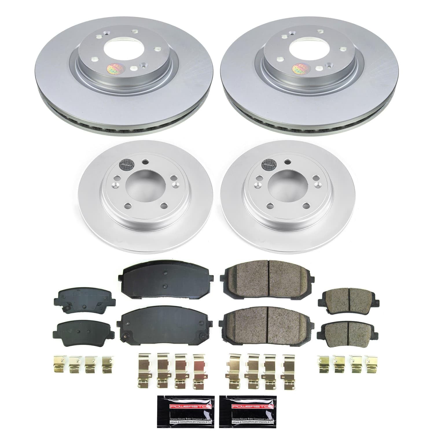 Power Stop CRK9170 Brake Kit Front and Rear Geomet Coated Rotors and Pads For Hyundai Elantra 2021-2023 [Application Specific]