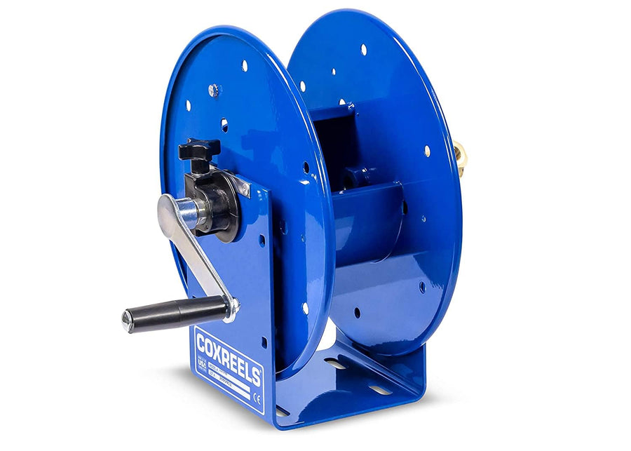 Compact Hand Crank Coxreels Steel Hose Reel - 4,000 PSI - Holds 3/8" x 50' Length Hose - Perfect for Air Compressor, Garden, Pressure Washer, Electric Hoses (Hose Not Included) Made in USA