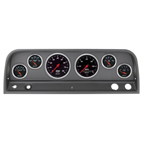 Chevy Truck AutoMeter Direct Fit Dash Kit, 64-66, Tach/Mph/Fuel/Oilp/Wtmp/Volt, Designer Black (2128-06)