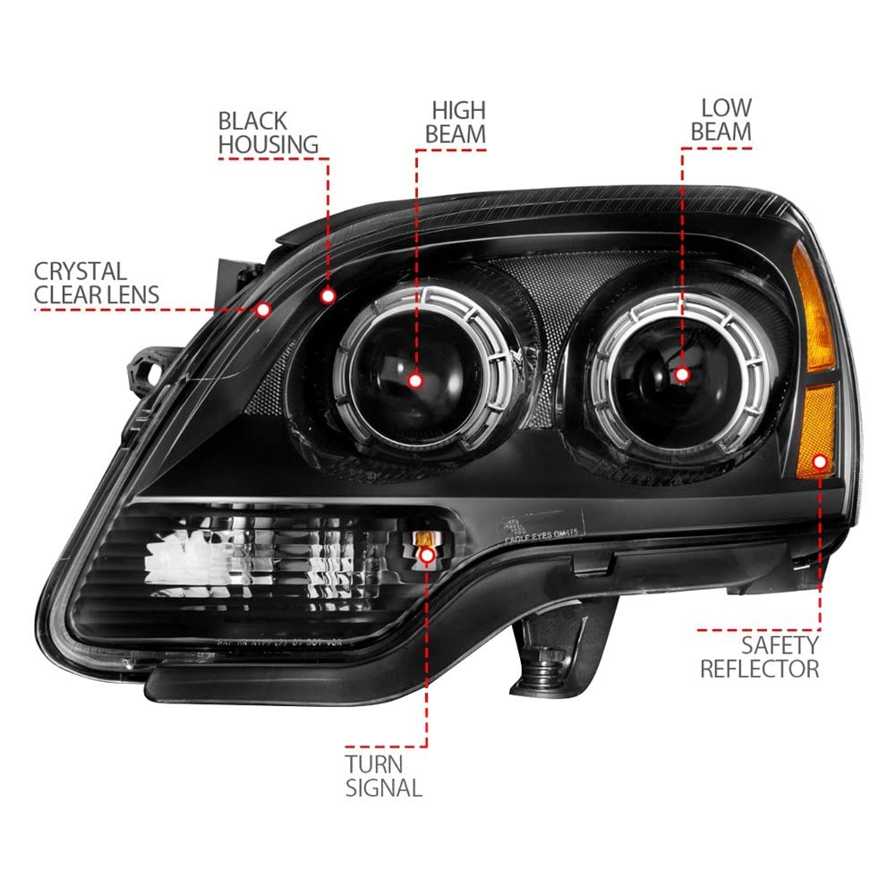 2007-2012 GMC Acadia Anzo USA Projector Headlights Balck Housing (111530)