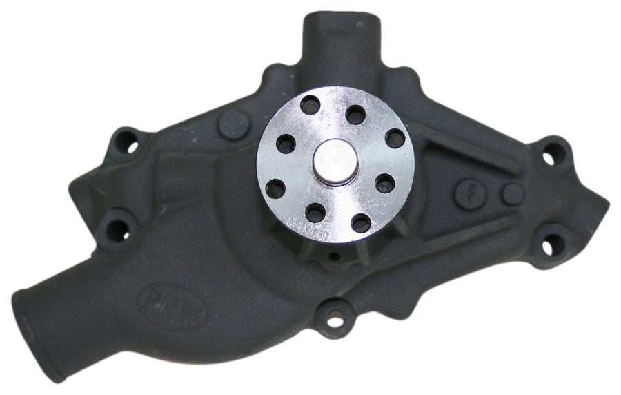 Performance PRW 1435022 Quotient Black Ceramic 3/4" Pilot Shaft High Flow Revised Impeller Entry Aluminum Water Pump for Chevy 1955-95 SB