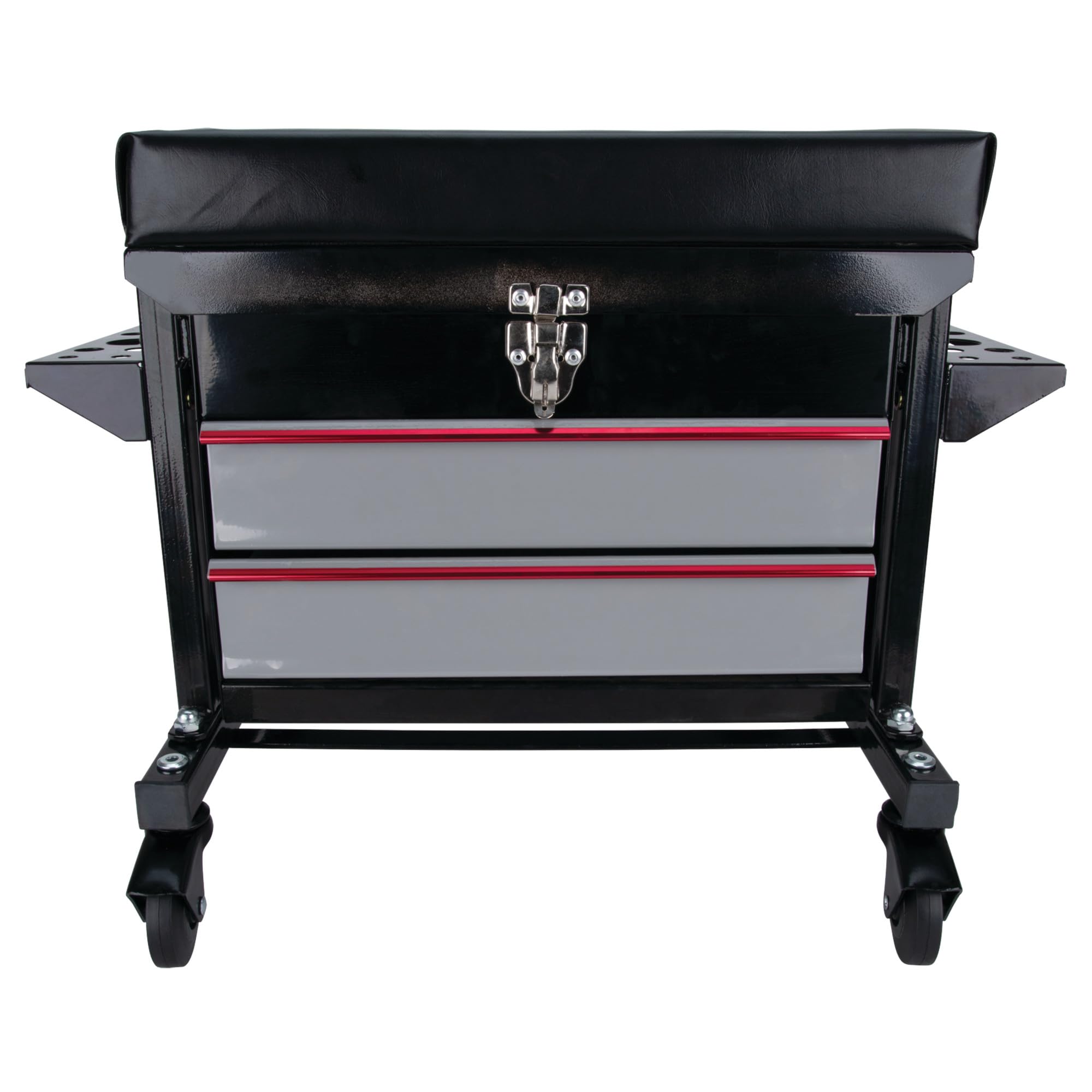 W85024 Performance Tool Drawer Creeper Rolling Work Seat with Tool Box for Mechanic Garages and Workshops, Black, 16x9-inch Seat