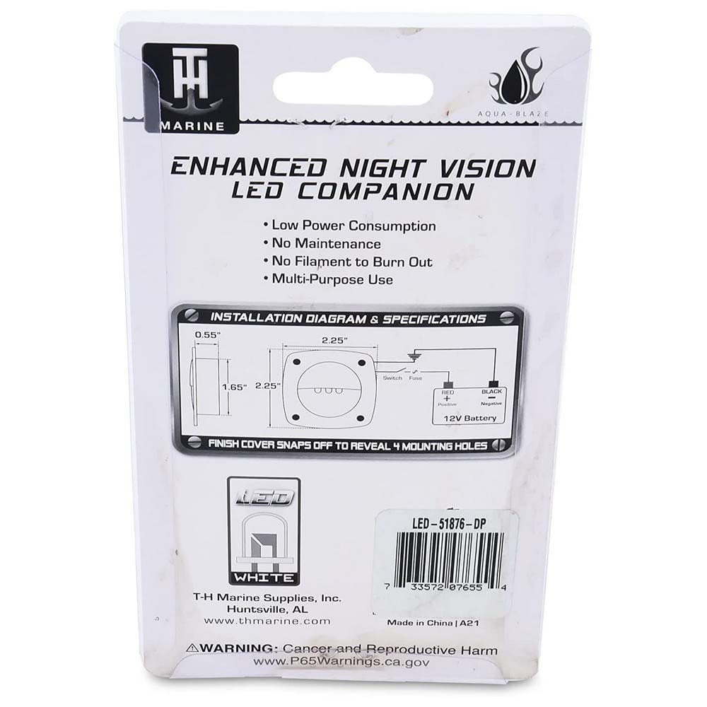 T-H Marine Companion Way LED Courtesy Light - Square Lights Offer Enhanced Night Vision for Boat Interior, Deck, or Cockpit - Multi-Purpose Use and Low Power Draw - White