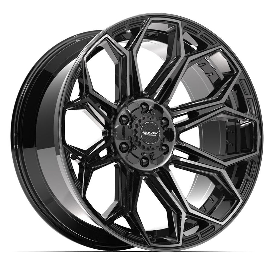 22 Inch 4PLAY Wheels 4P83 Rim Fits 6x135 & 6x139.7 Gloss Black Brushed with Tinted Clear (1)