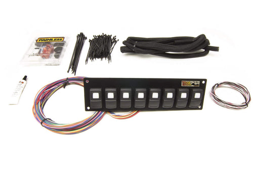 57101 Painless Performance Trail Rocker 8-Switch Panel, In-Dash Mount, black