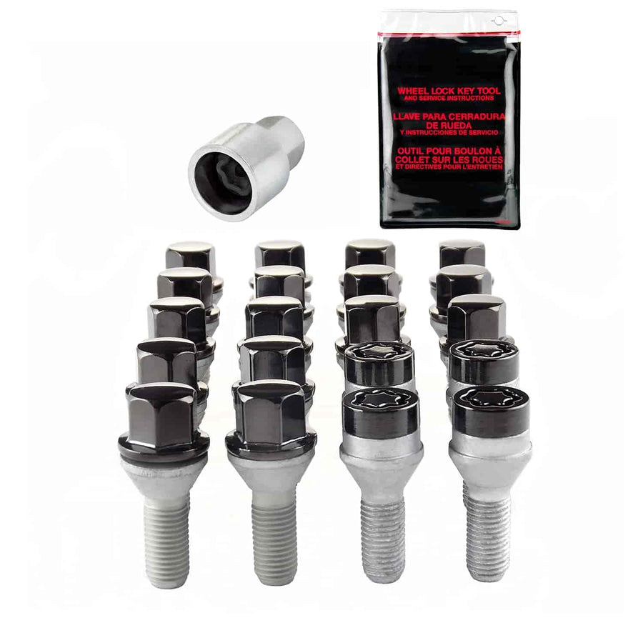 McGard 67261BK Black M12 x 1.25 Cone Seat Thread Size Lug Bolt Wheel Installation Kit for 5 Lug Vehicles