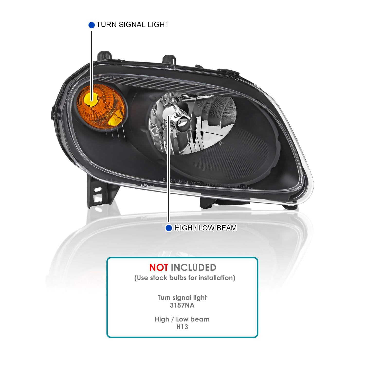 Black Headlights SPEC-D TUNING Compatible with 2006-2011 Chevy HHR, Left + Right Pair Headlamp Assembly