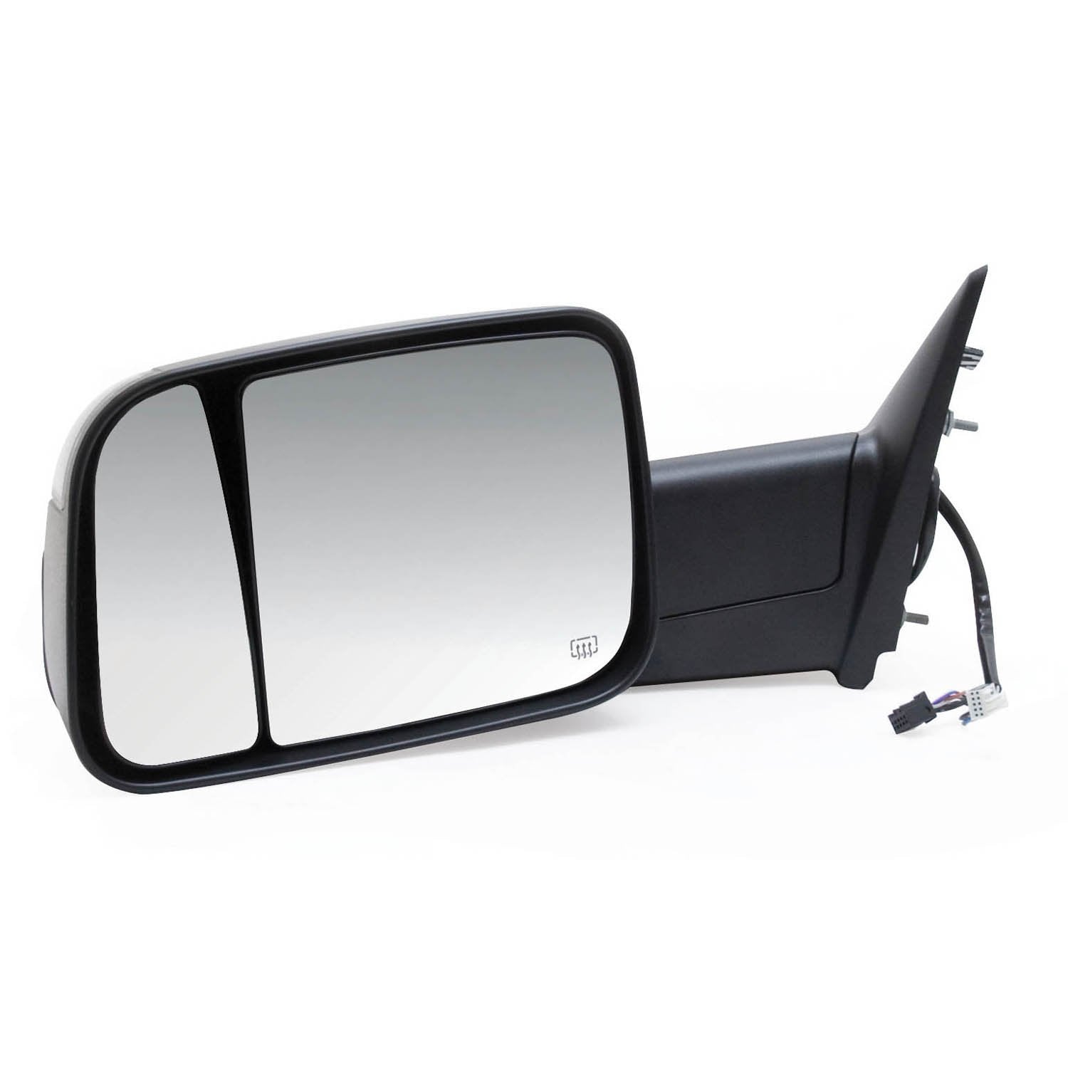 K Source Towing Mirror Driver-Side – For 2009-2012 Ram Pick-Up 1500, 2500, 3500, Textured black, Turn signal, Puddle lamp, Flip-out-head, Dual lens, Foldaway