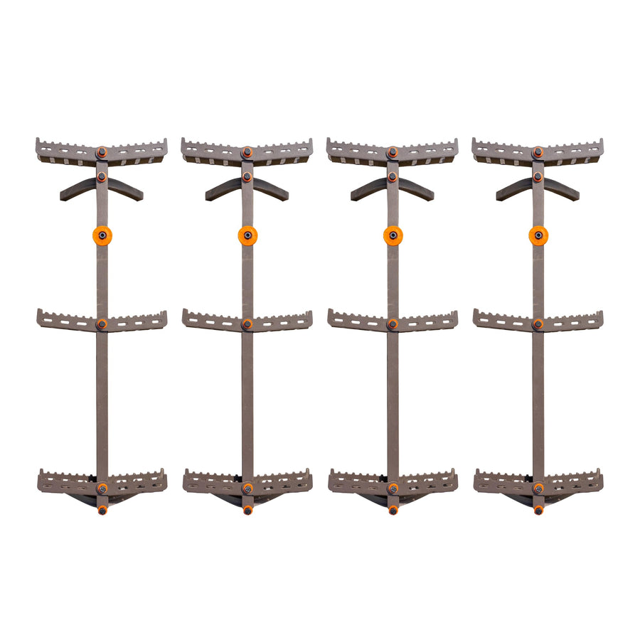 31" Rhino Treestands Climbing Sticks with Fold Out Tread Steps for Easy Climbing (4-Pack), Grey