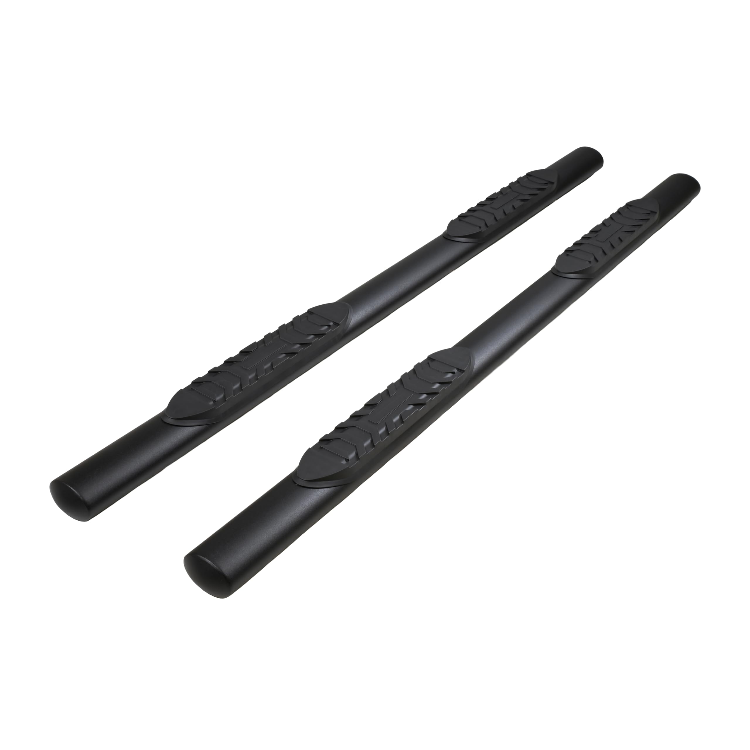 TFX TrailFX 4 Inch Oval Tube Side Steps Nerf Bar Fits 2022-2025 Toyota Tundra Crew Max Black Powder Coated Steel Welded End Caps Rocker Panel Mount with Slip-Resistant Step Pads