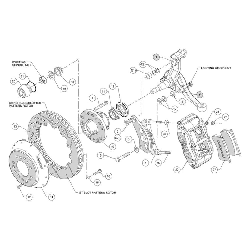 Front Hub Kit FNSL6R, 12.88", Drill, Pol