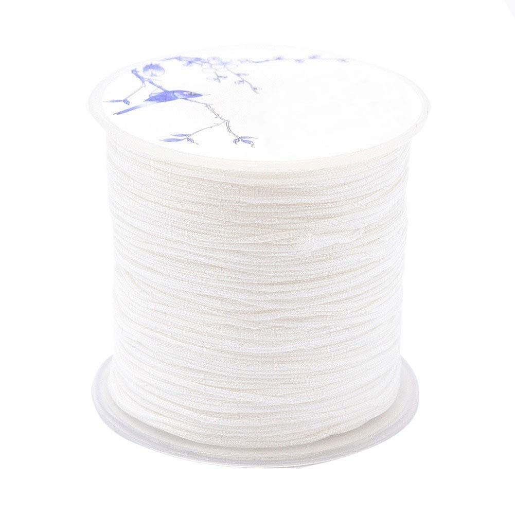 JEWELEADER Braided Nylon About 110 Yards Craft Thread Cord 1mm Satin Trim Cord Chinese Knotting Beading Cord for DIY Jewellery Making Macrame Kumihimo Shamballa Friendship Bracelets - White