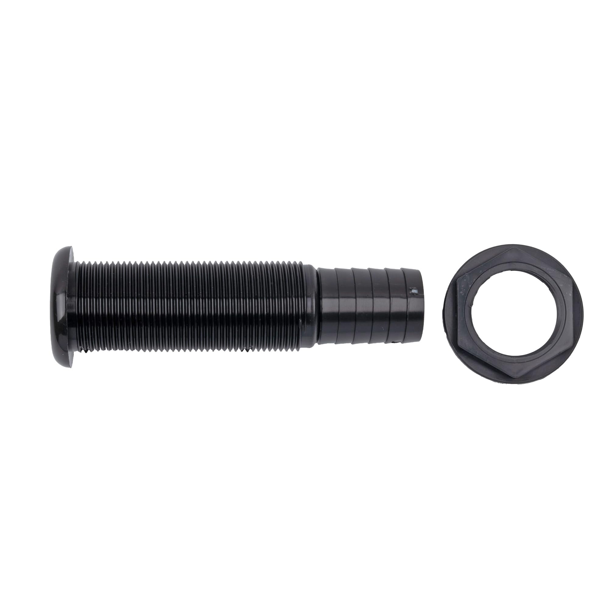 1-1/8 Inch T-H Marine Straight Thru-Hull Fittings - UV-Stabilized Virgin Material for Marine Plumbing - Secure Hose Barb for Livewell and Drain Systems - OEM and Aftermarket Rigging - Extended Length