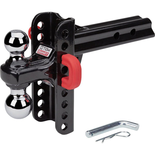 TOWSMART 14,000 lb., Class V, 5-1/2 in. Drop to 5-1/2 in. Rise, Adjustable X-Mount Trailer Hitch Dual Ball Mount