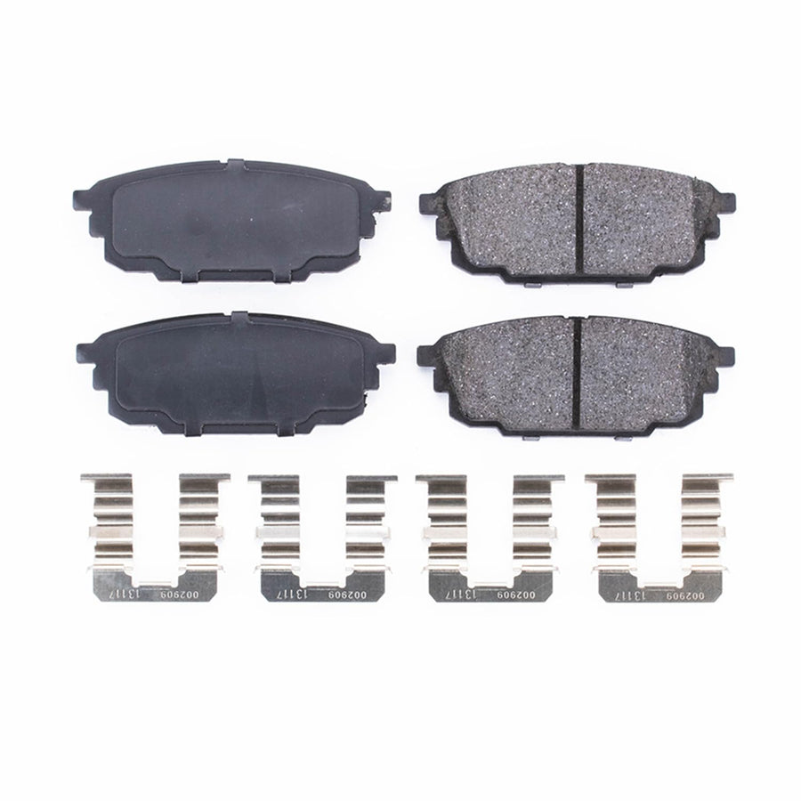 Rear Brake Kit Power Stop For Mazda Protege 2001-03 | Mazda Protege5 2002-03 - Ceramic Brake Pads With Installation Hardware, 17-892