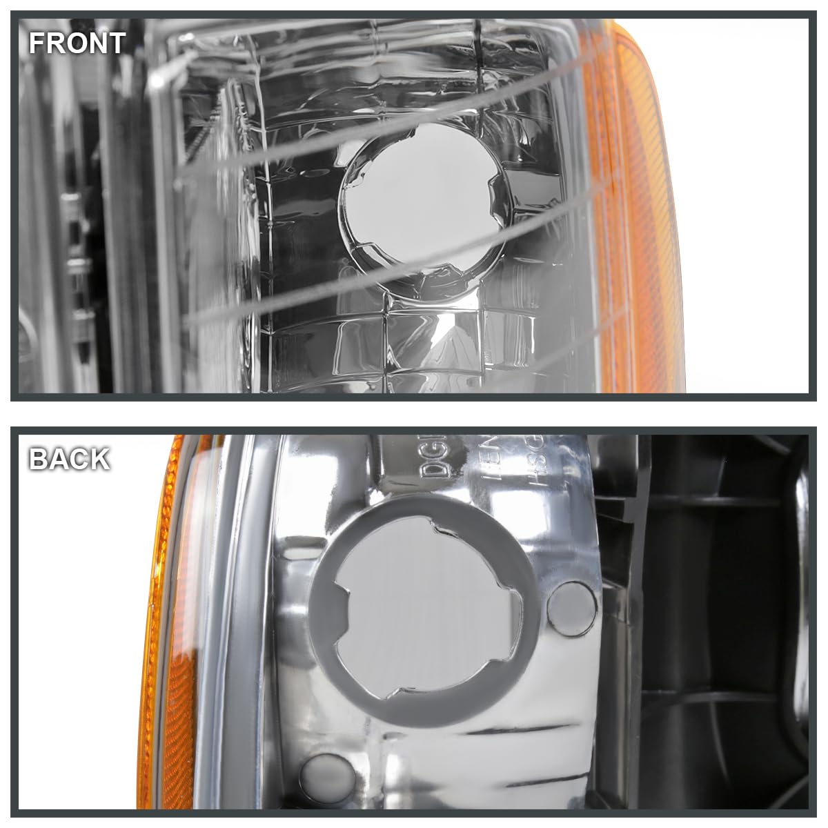 Chrome SPEC-D TUNING Replacement Headlights Compatible with 1999-2001 Dodge Ram 1500/2500 / 3500 Sport Package