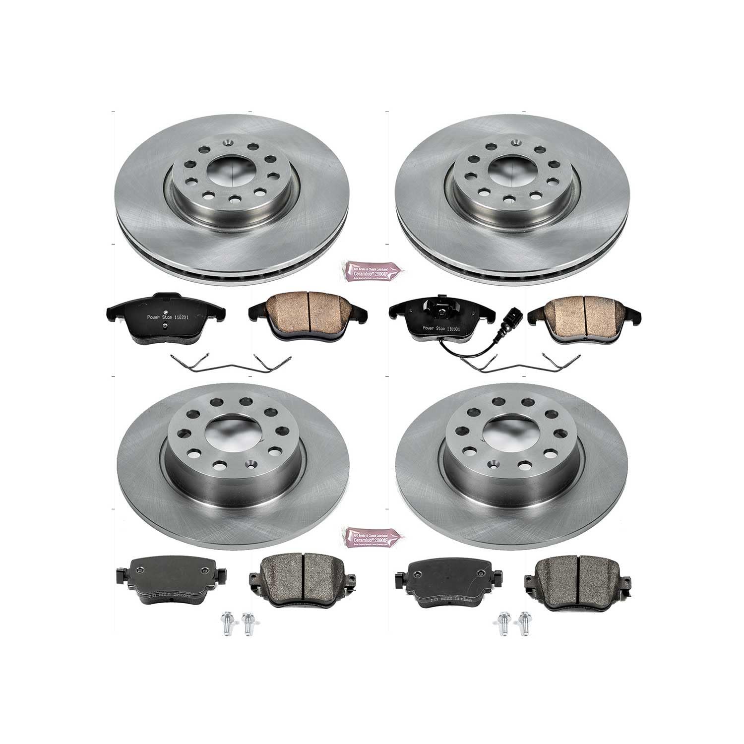 Power Stop KOE7501 Front and Rear Replacement Brake Kit-OE Brake Rotors & Ceramic Brake Pads For Volkswagen Passat 2015-2020 [Model Specific]