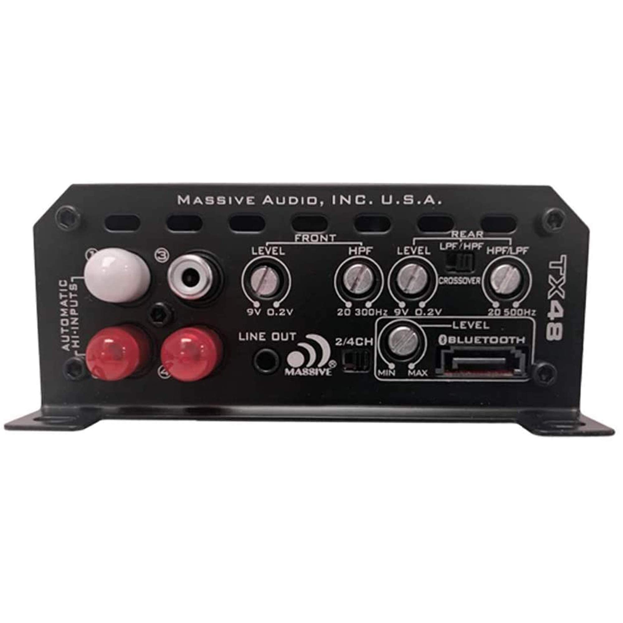 Massive Audio 200W x4 TX48 Bluetooth Marine Amplifier | 4-Channel Waterproof Amp, Full-Range Class D Power for Boats, UTV, ATV & Outdoor Audio Systems