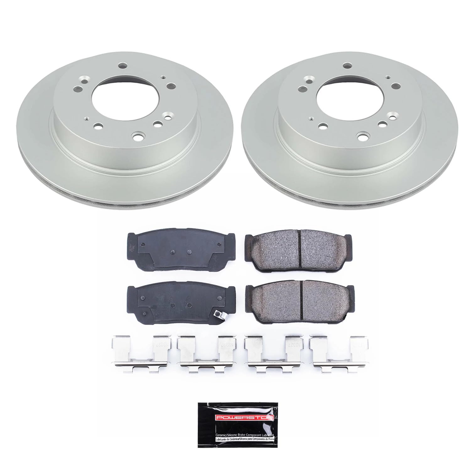 Power Stop Z17 CRK5910 Rear Coated Rotor Kit-Coated Brake Rotors & Ceramic Brake Pads For Kia Sorento 2007-2009 [Model Specific]