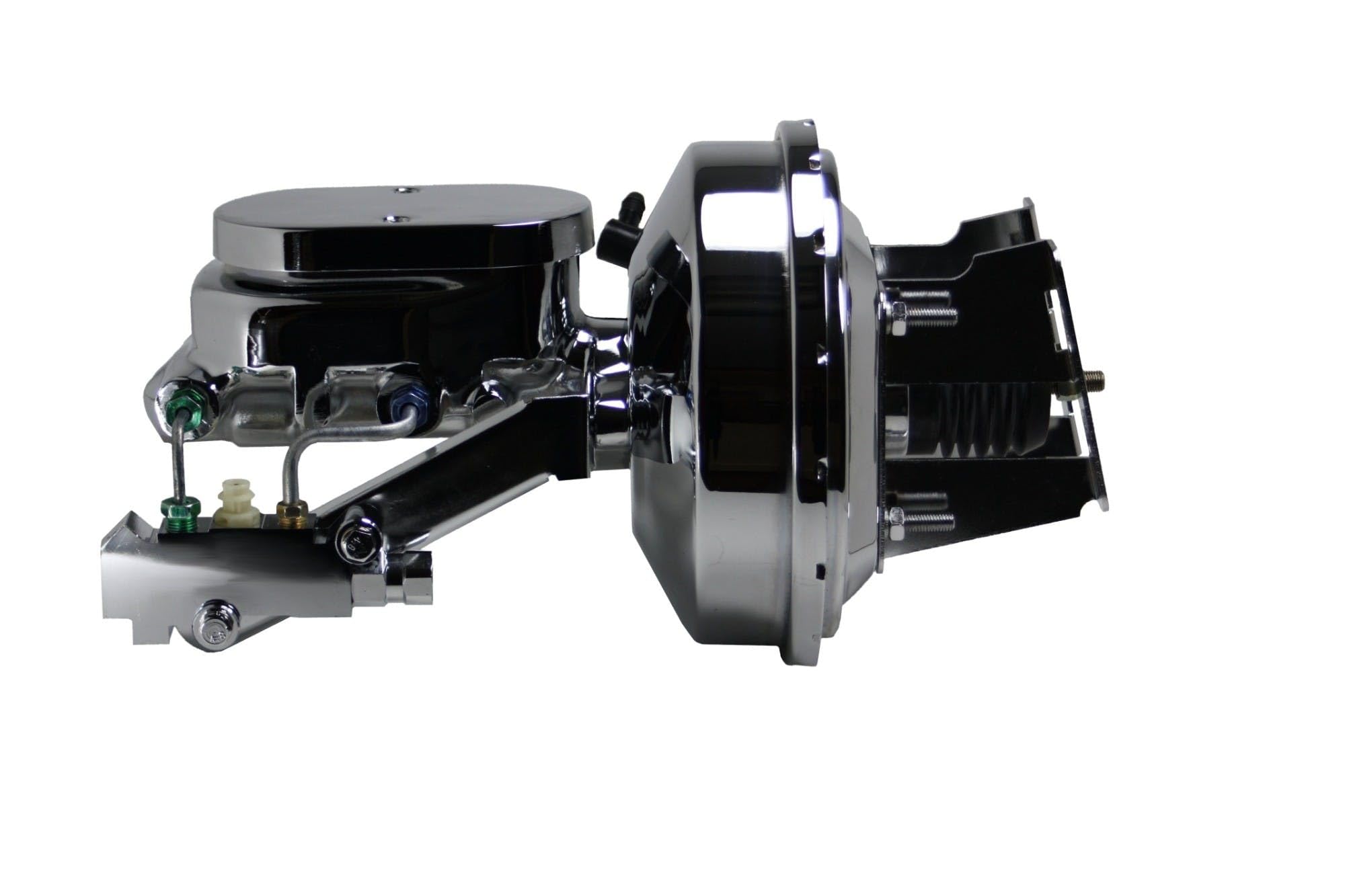 9 Inch LEED BRAKES Power Booster, 1-1/8 Inch Bore Flat Top Master With Disc/Drum Valve (Chrome)