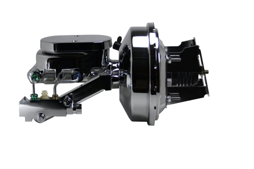 9 Inch LEED BRAKES Power Booster, 1-1/8 Inch Bore Flat Top Master With Disc/Drum Valve (Chrome)