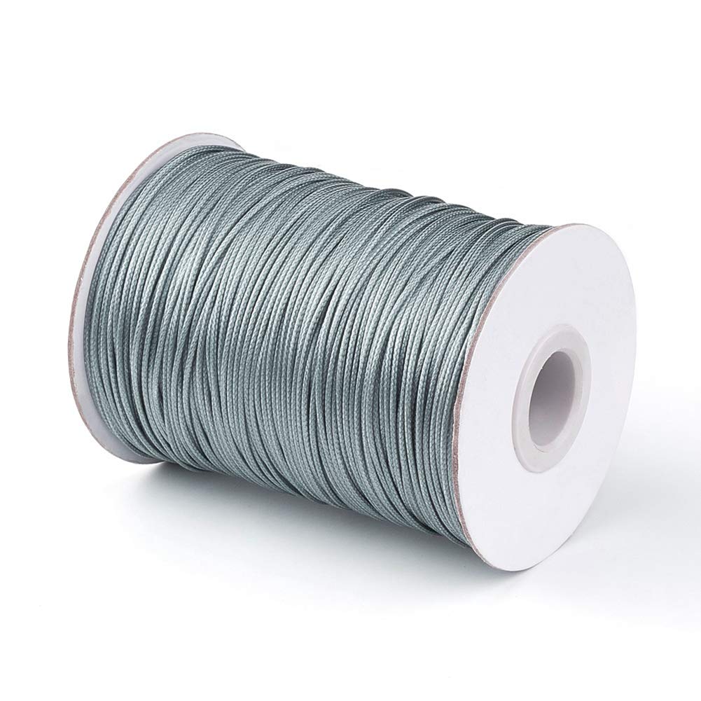 1 Roll JEWELEADER About 88 Yards Korean Waxed Polyester Cord 1mm Macrame Craft DIY Thread Rattail Beading String for Jewelry Making Chinese Knotting Kumihimo Shamballa Friendship - Gray