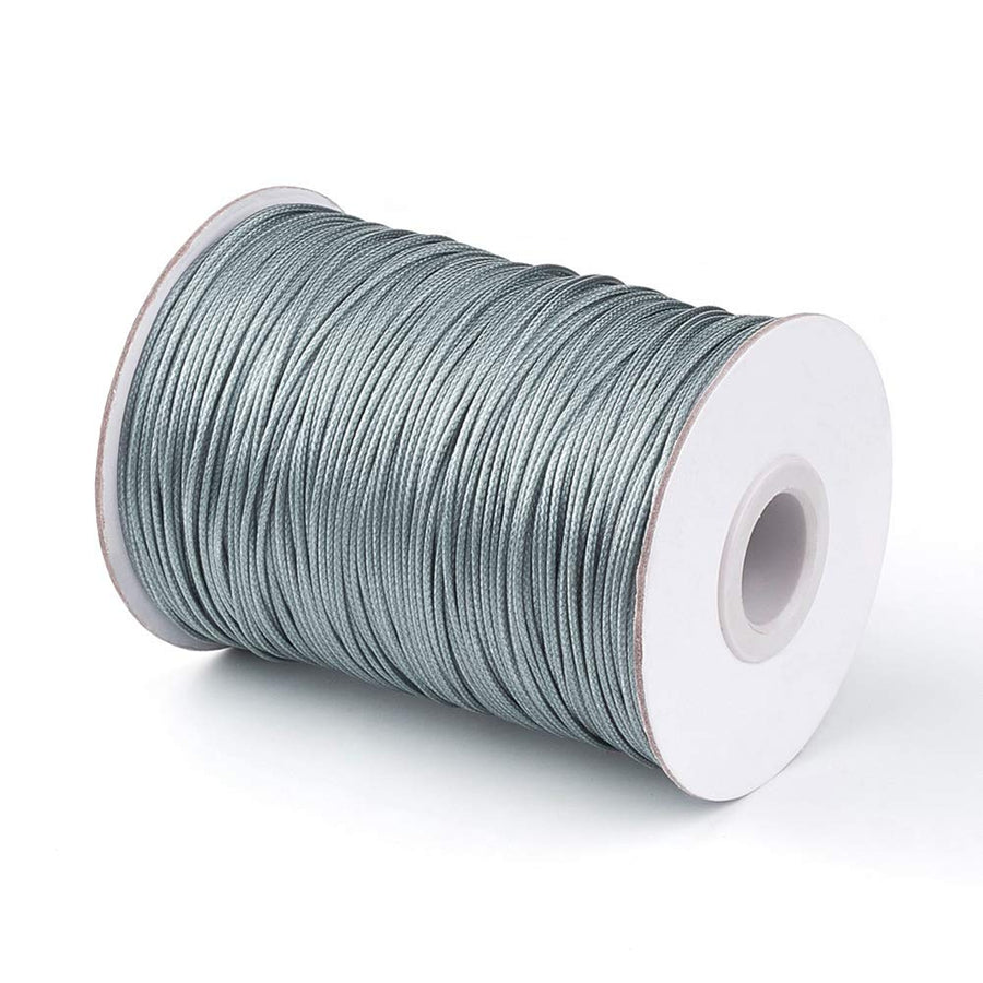 1 Roll JEWELEADER About 88 Yards Korean Waxed Polyester Cord 1mm Macrame Craft DIY Thread Rattail Beading String for Jewelry Making Chinese Knotting Kumihimo Shamballa Friendship - Gray