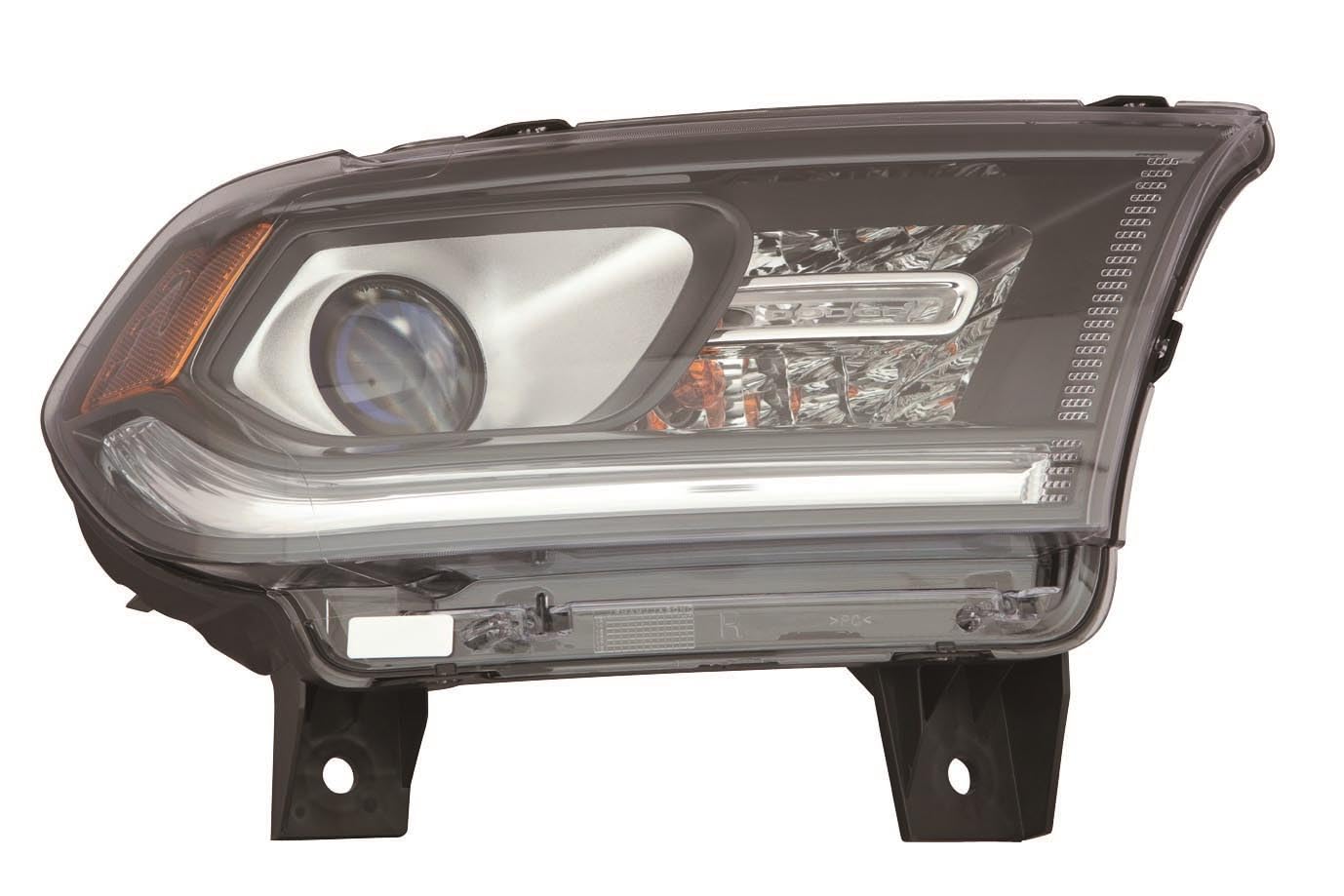 Dodge Durango 14-15 Headlight Halogen with LED Day time Running Light BLACK Trim CAPA | DOT Certified 55112968AI | CH2503304C Passenger Side