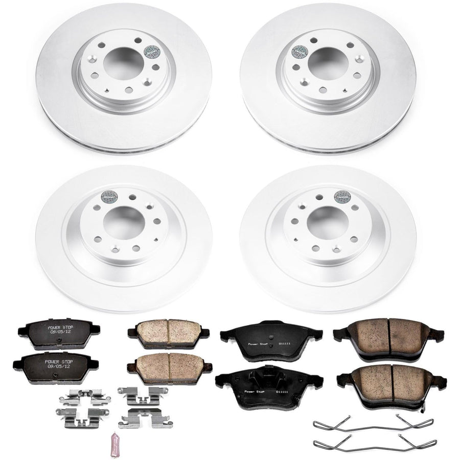 Power Stop CRK4092 Coated Brake Rotors and Z17 Front and Rear Brake Pads Kit For Mazda 6 2006-2007 [Model Specific]