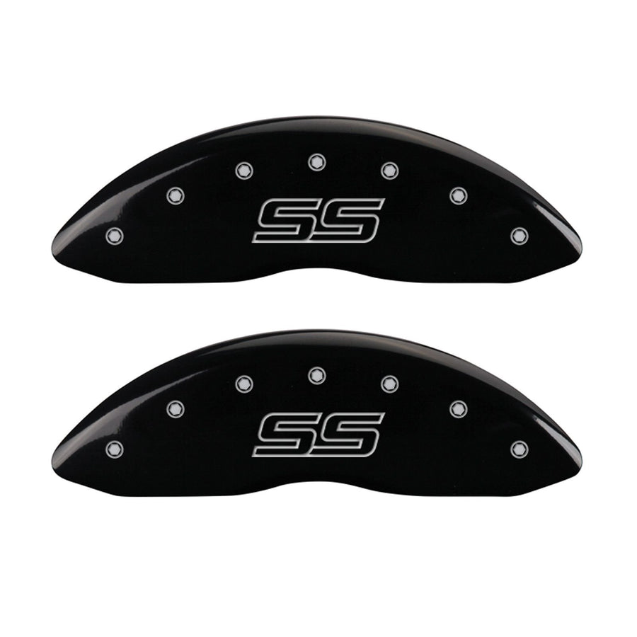 Caliper Covers MGP 14031STSSBK SS Trailblazer Logo Type with Black Powder Coat Finish and Silver Characters, (Set of 4)