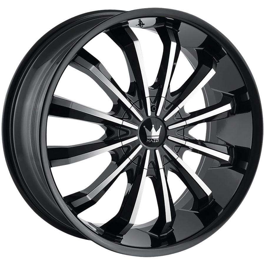 Fusion 341 MAZZI Gloss Black/Machined Face 22X9.5 5-114.3/5-120 35mm 74.1mm Wheel with Painted (0 x 9.5 inches /5 x 114 mm, 35 mm Offset)