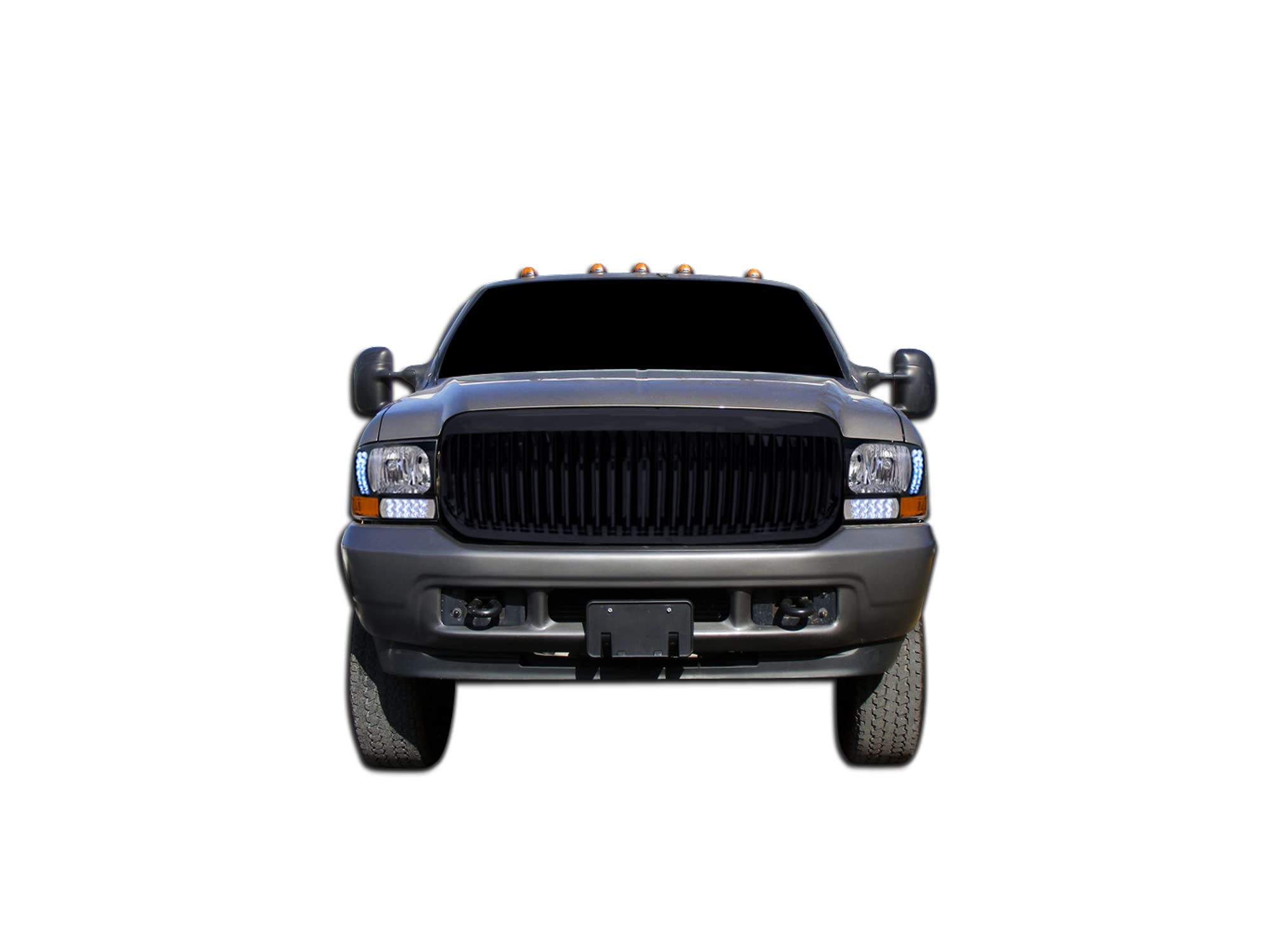 Vertical Front Hood Grille Armordillo USA - Gloss Black Fits 1999-2004 Ford F250 F-250 / F350 F-350 / F450 F-450 Super Duty