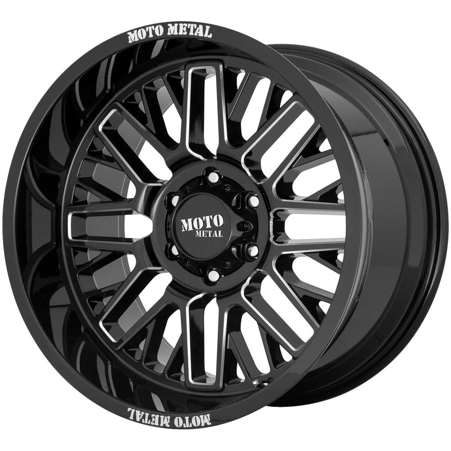 Moto Metal MO802 Wheel Gloss Black Milled with Aluminum (20 x 9. inches /8 x 180 mm, 0 mm Offset)