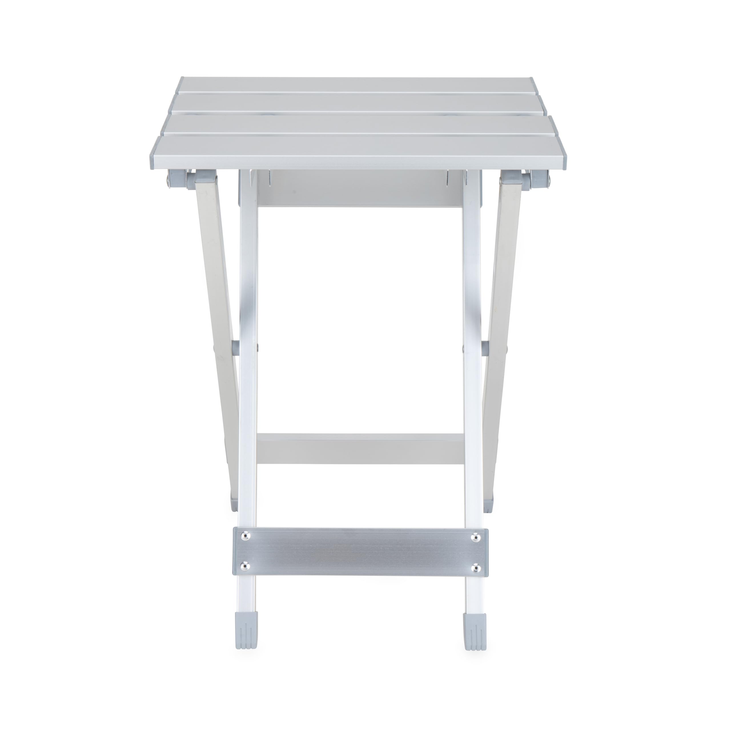 Camco Small Aluminum Outdoor Side Table - Folding Camping Table Supports Up to 130lb - Features Durable Construction Aluminum - Collapses for Easy RV Storage - (51890)