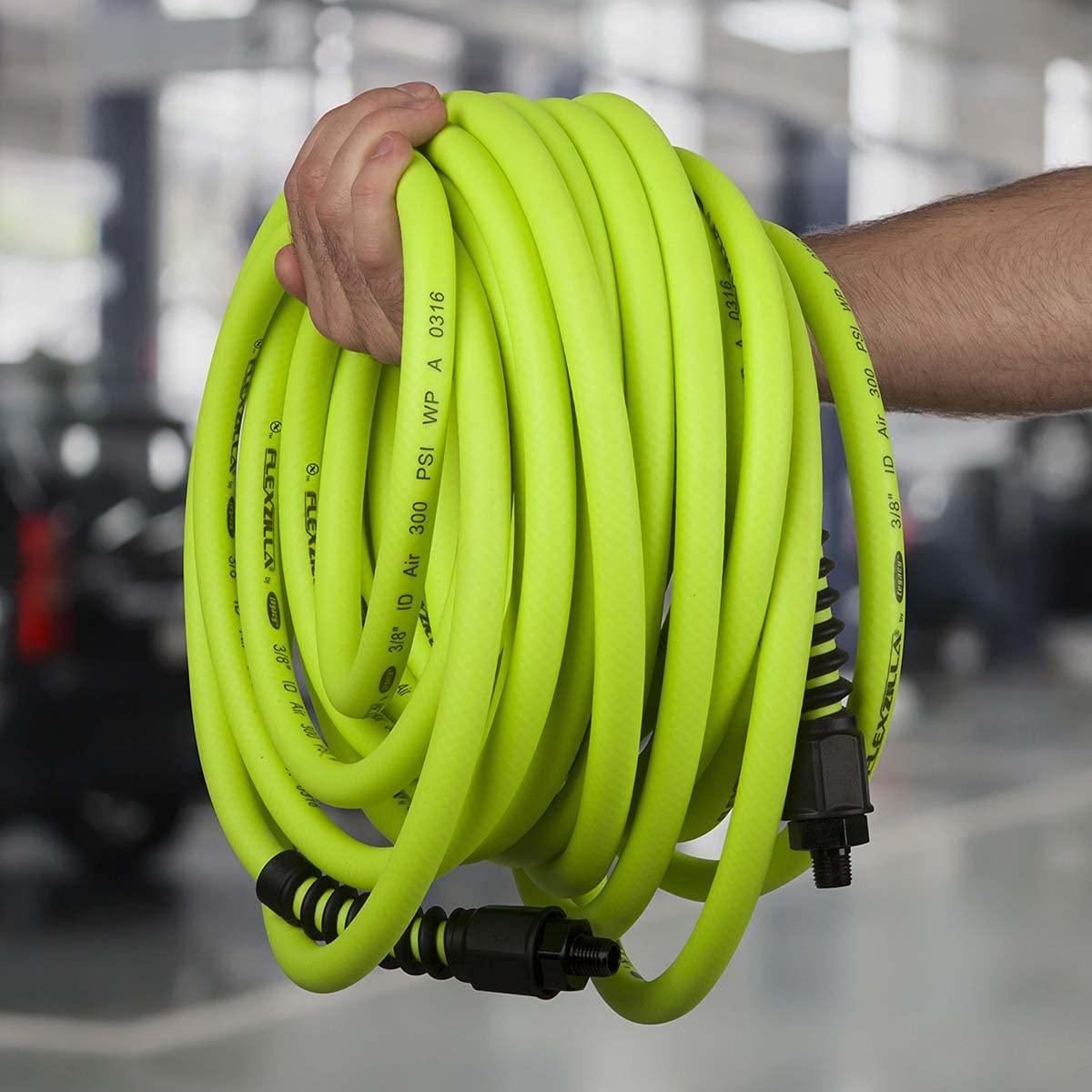 Flexzilla Pro Air Hose, 50 ft. x 1/4 in., Heavy Duty, Lightweight, Hybrid, ZillaGreen - HFZP1450YW2