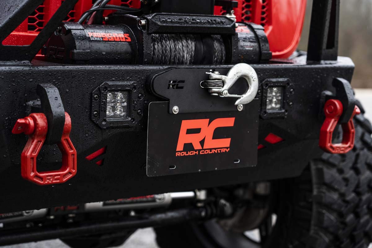 Hawse Fairlead License Plate Mount Rough Country Quick Release - RS124 Black