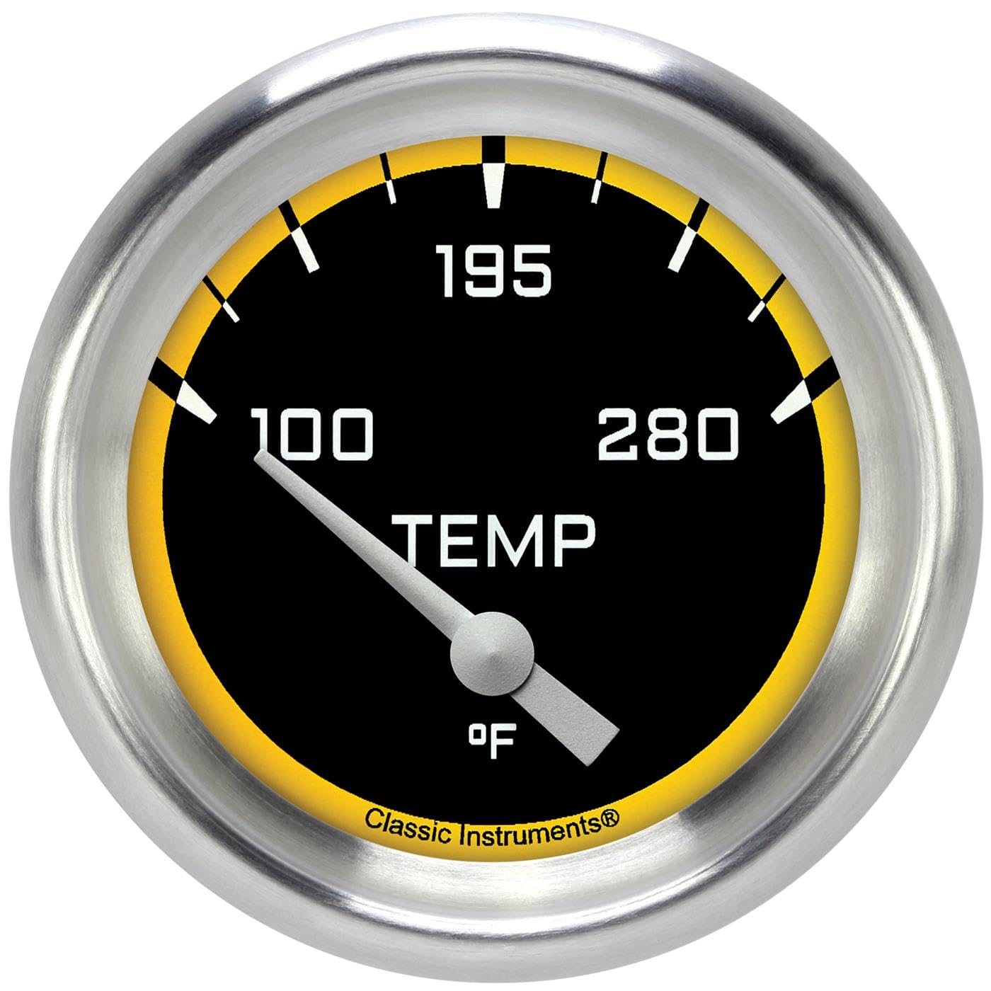 AX226YAPF-08 Classic Instruments Autocross Yellow 2 1/8" Water Temperature Gauge 1/2"