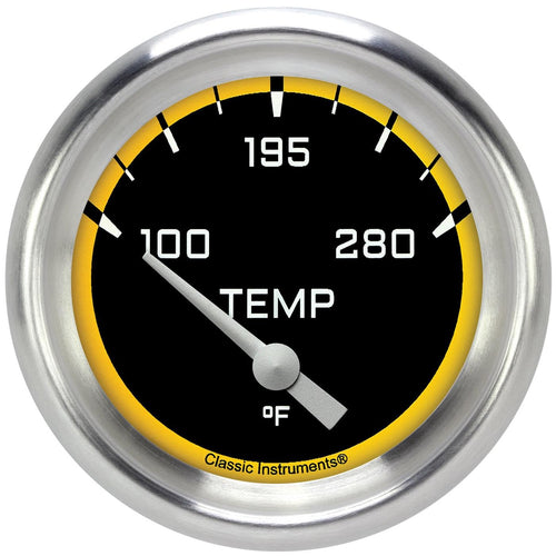 AX226YAPF-08 Classic Instruments Autocross Yellow 2 1/8" Water Temperature Gauge 1/2"