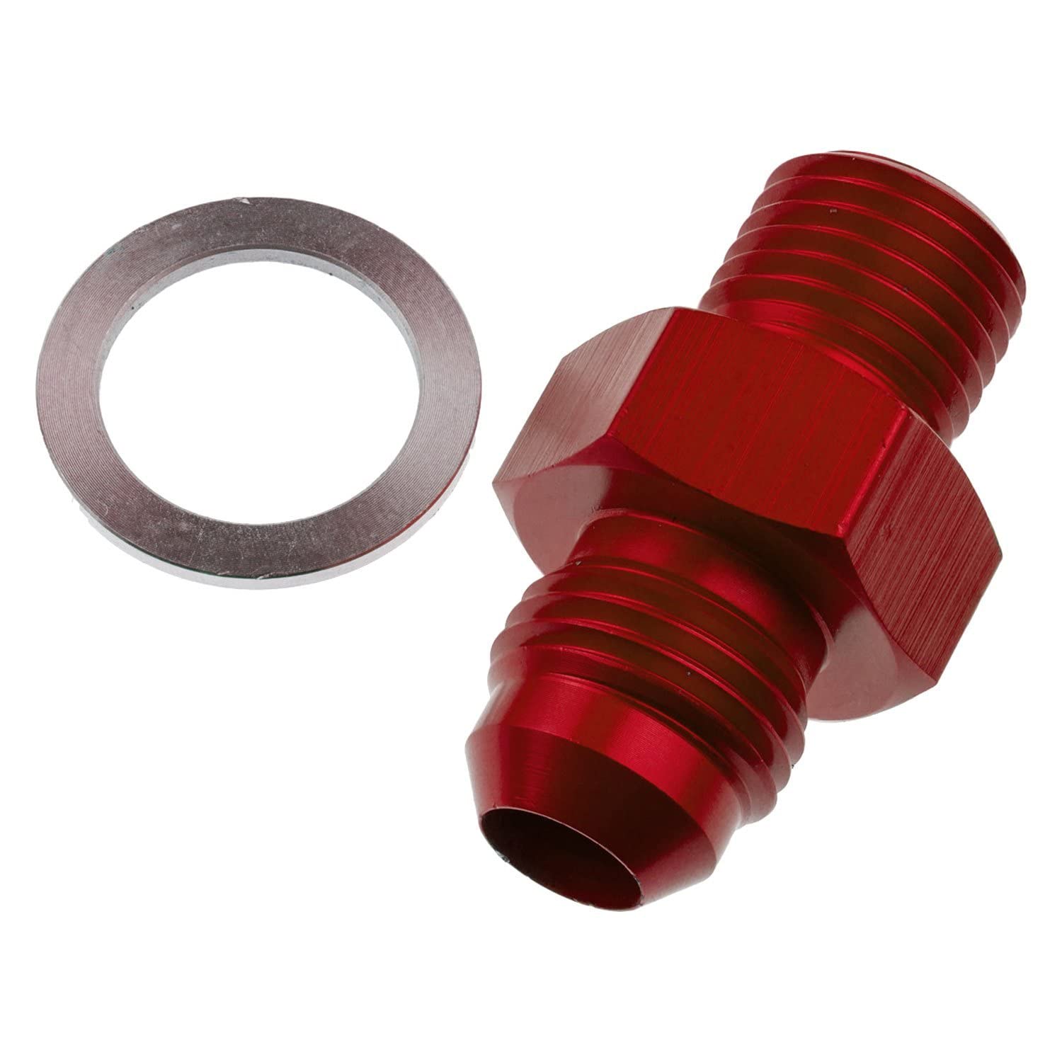 8262-06-04-3 Red Horse Performance -06 Male AN/JIC Flare To 1/4"NPSM Transmission Fitting -Red-2Pcs