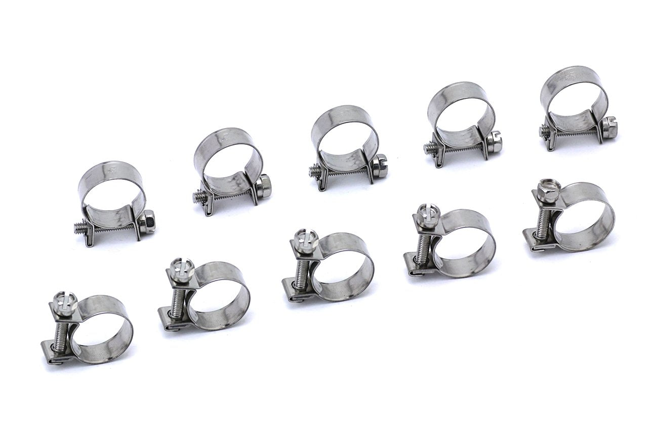 5/16" HPS Performance Stainless Steel Fuel Injection Hose Clamps 10pc Pack (13mm - 15mm) (FIC-13x10)