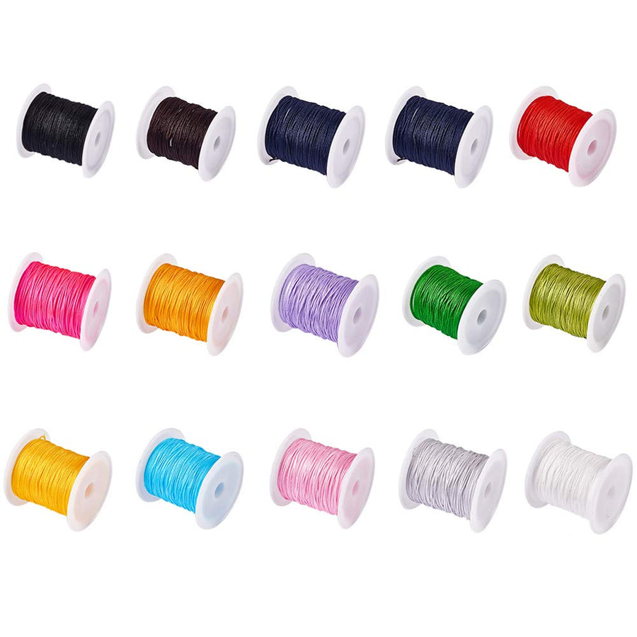 15 Colors JEWELEADER 0.8mm Rattail Nylon Cord About 160 Yard Chinese Knotting Cord Braided Shamballa Macrame Thread Beading String for DIY Jewellery Making