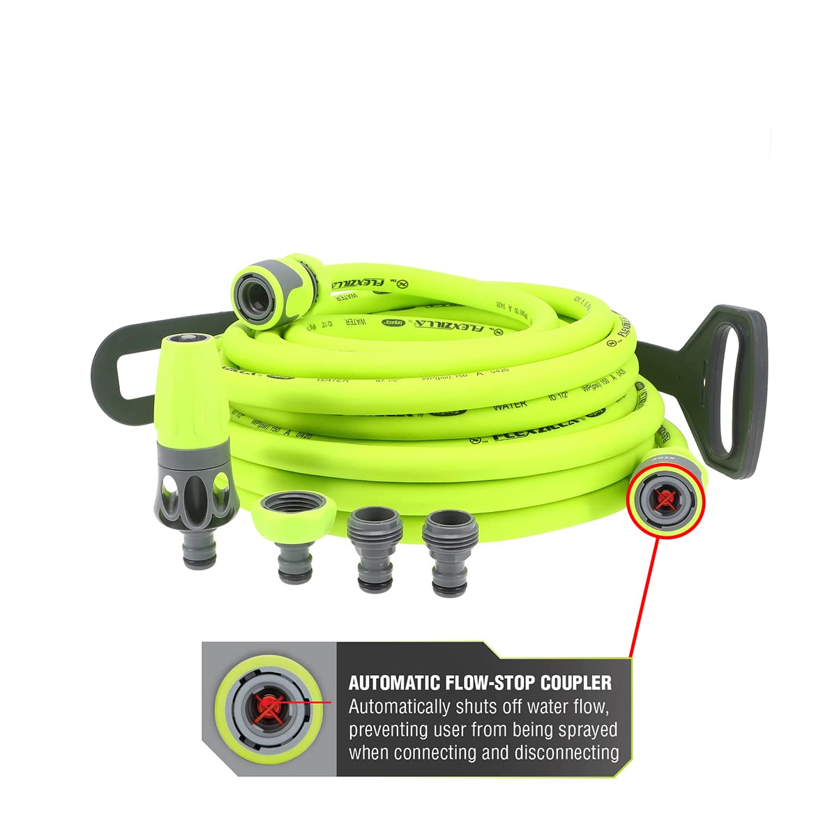 Garden Hose Kit Flexzilla HFZG12050QN with Quick Connect Attachments | Lightweight Coils Easily | Quick Connect Couplers | Won't Kink Under Pressure