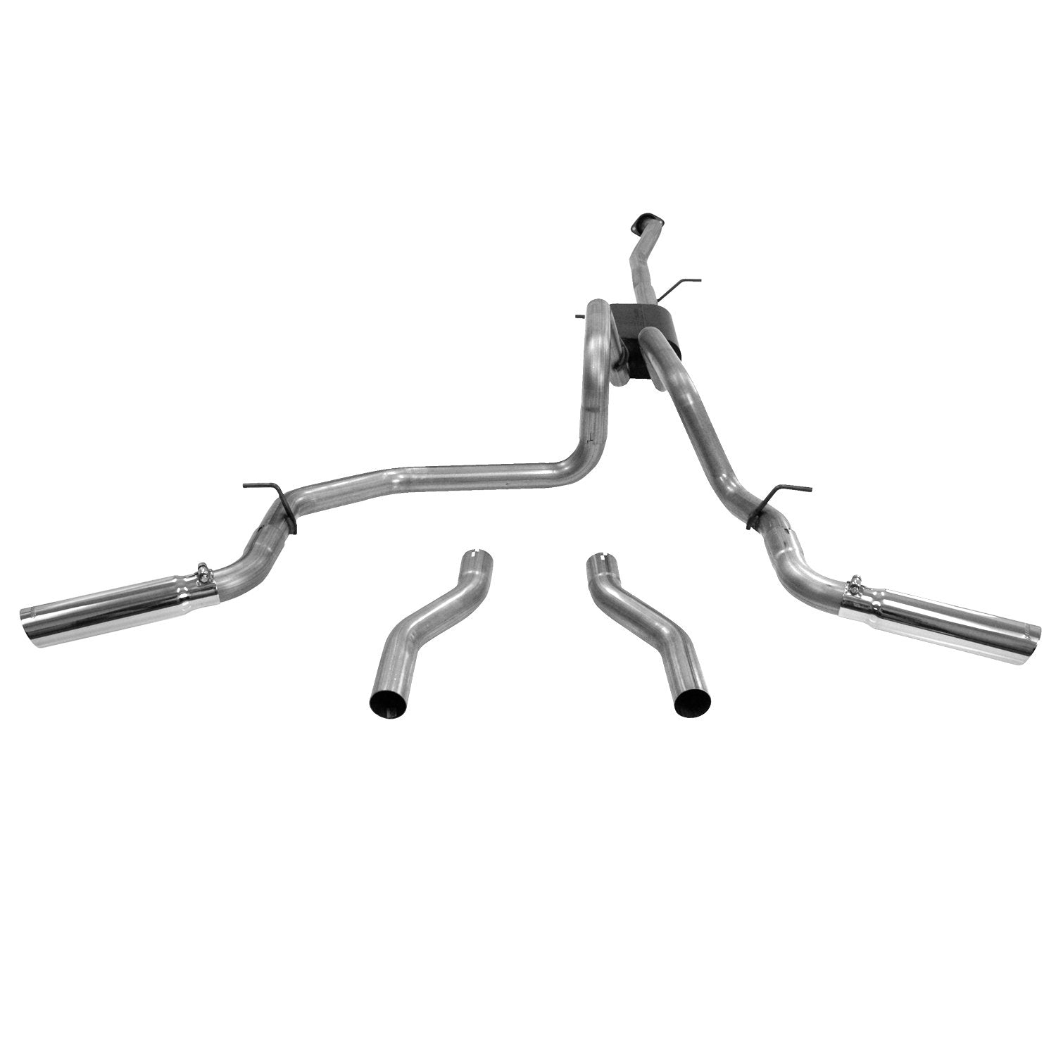 Flowmaster American Thunder 17428 Cat-Back Exhaust Kit Dual 2.5 Inch Aluminized Steel 3 Inch Stainless Tips Compatible with 1999-2007 Chevy Silverado GMC Sierra 1500 4.8L 5.3L Extended Cab Short Bed