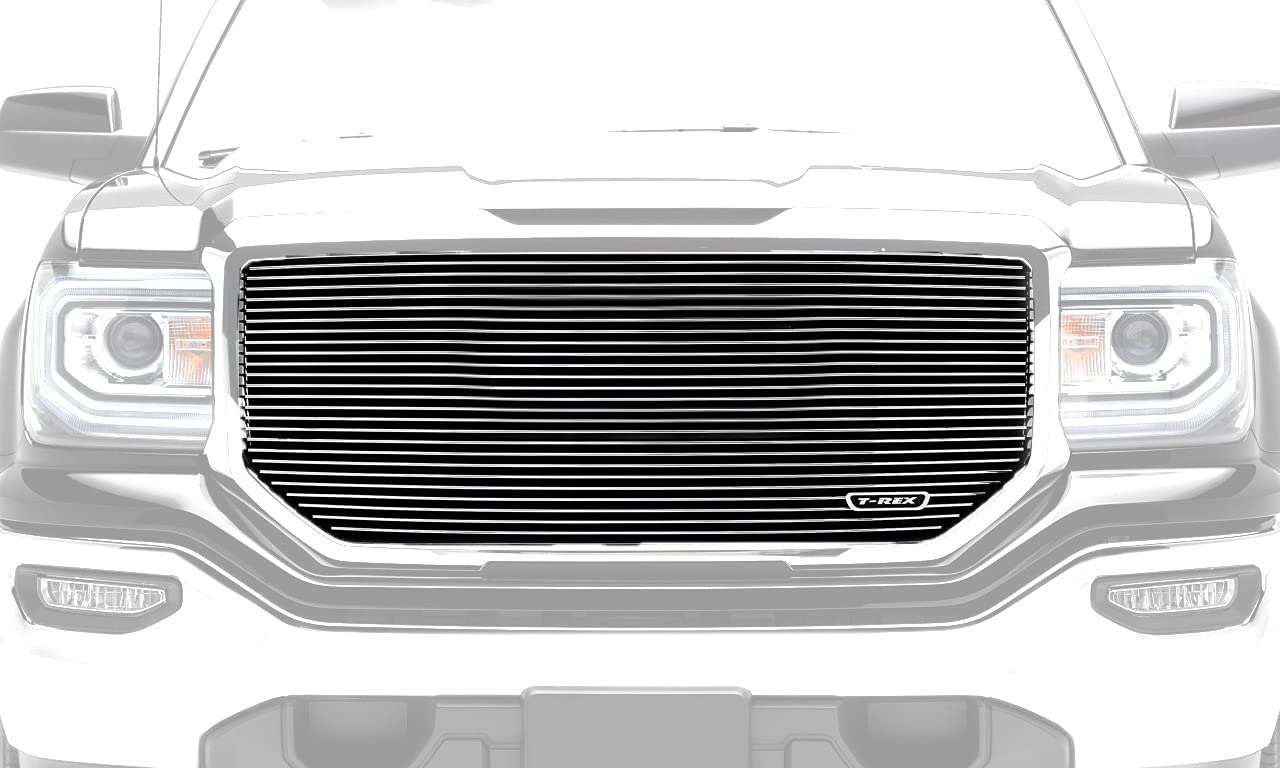 T-Rex Grilles Laser Billet Grille, 2016-2018 Sierra 1500, Polished, 1 Pc, Insert, without Logo Cutout - PN #6202140, Black