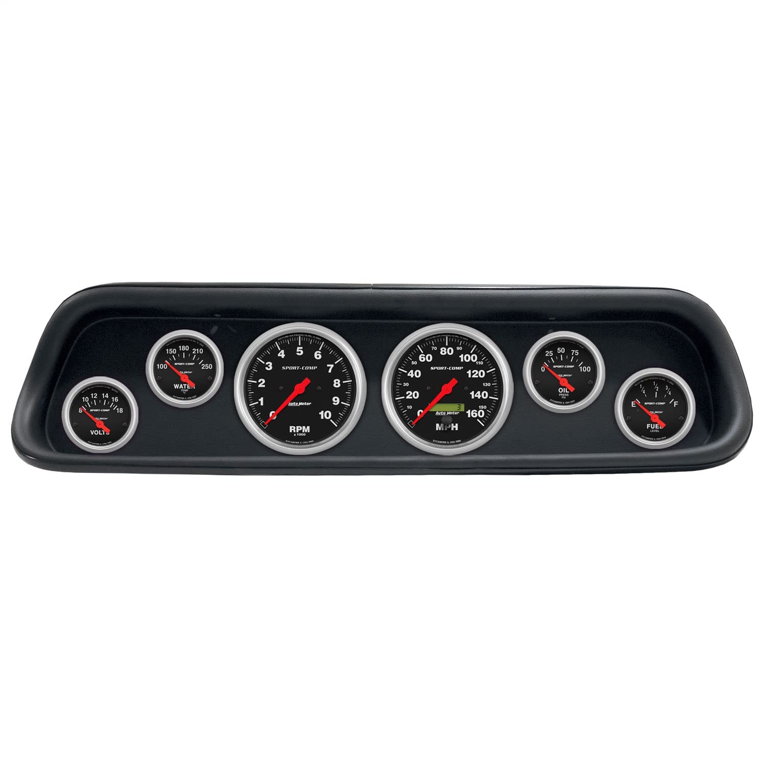 AutoMeter Dash Kit Direct Fit, (3 3/8" X2, 2 1/16" X4), Ford Mustang 64-65, Sport-Comp (2107-11)